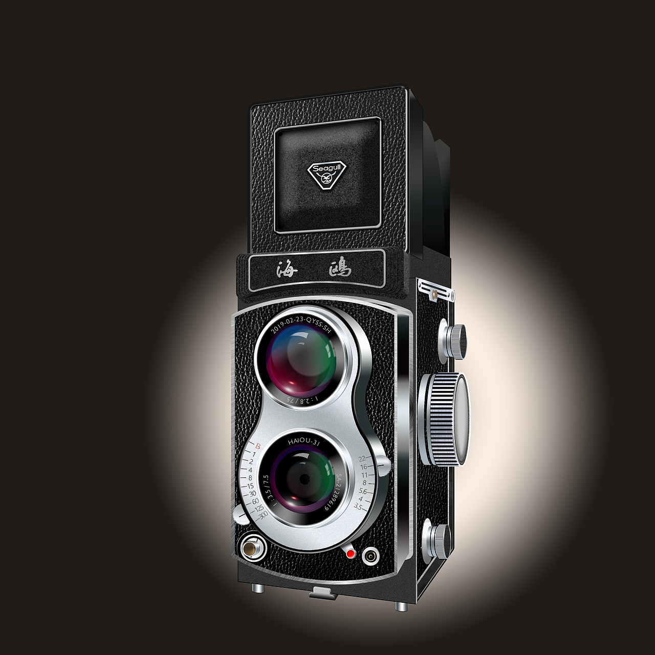 鼠绘国产经典双镜头反光相机海鸥4a