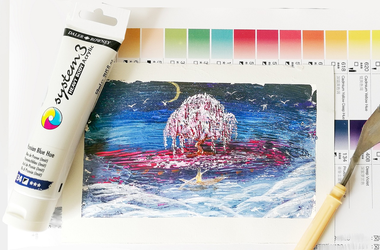 梦中树（丙烯）（图ZMjkxMjI2NjE2） - 商业插画 - 站酷设计师田禾插画原创素材 - 站酷ZCOOL