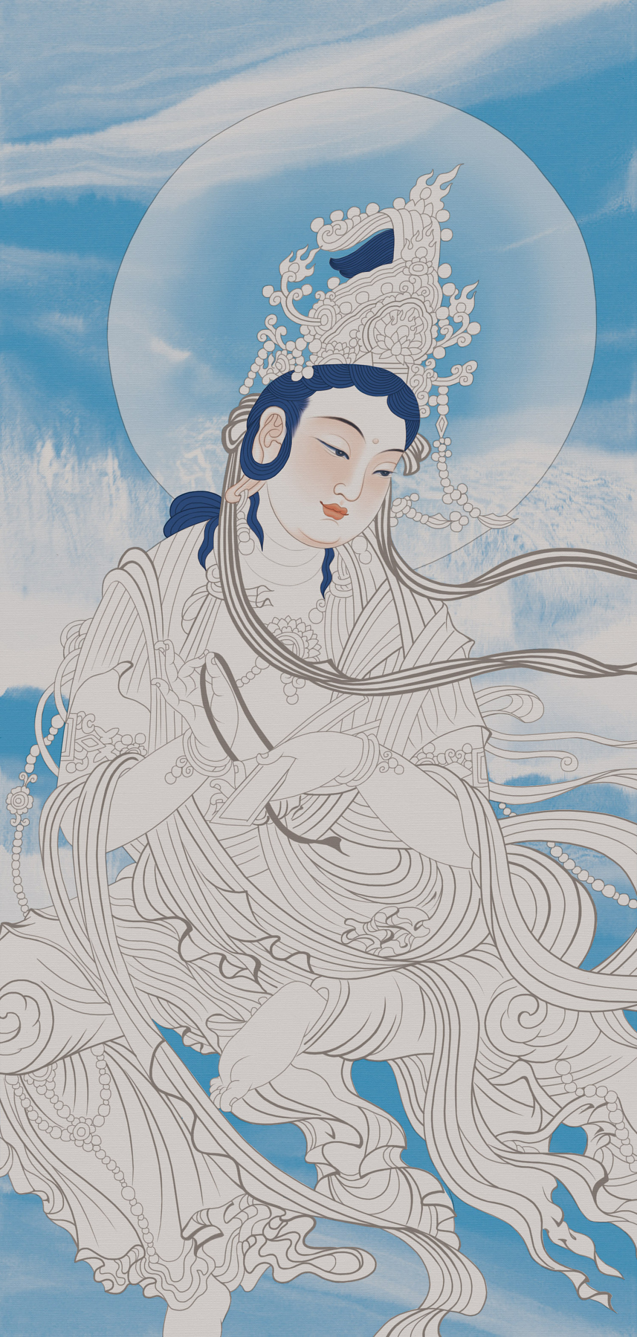 临摹安西榆林窟第三窟的经典壁画《普贤菩萨像》|纯艺术|绘画|创e派