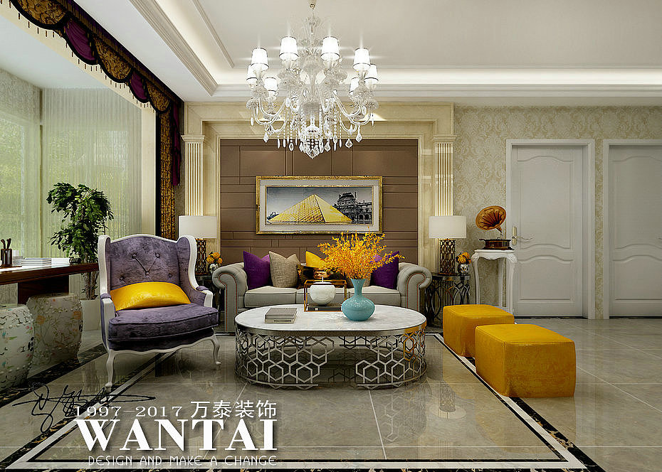 泰安万泰装饰—泰安鲁商国际135平轻奢欧式装修效果图
