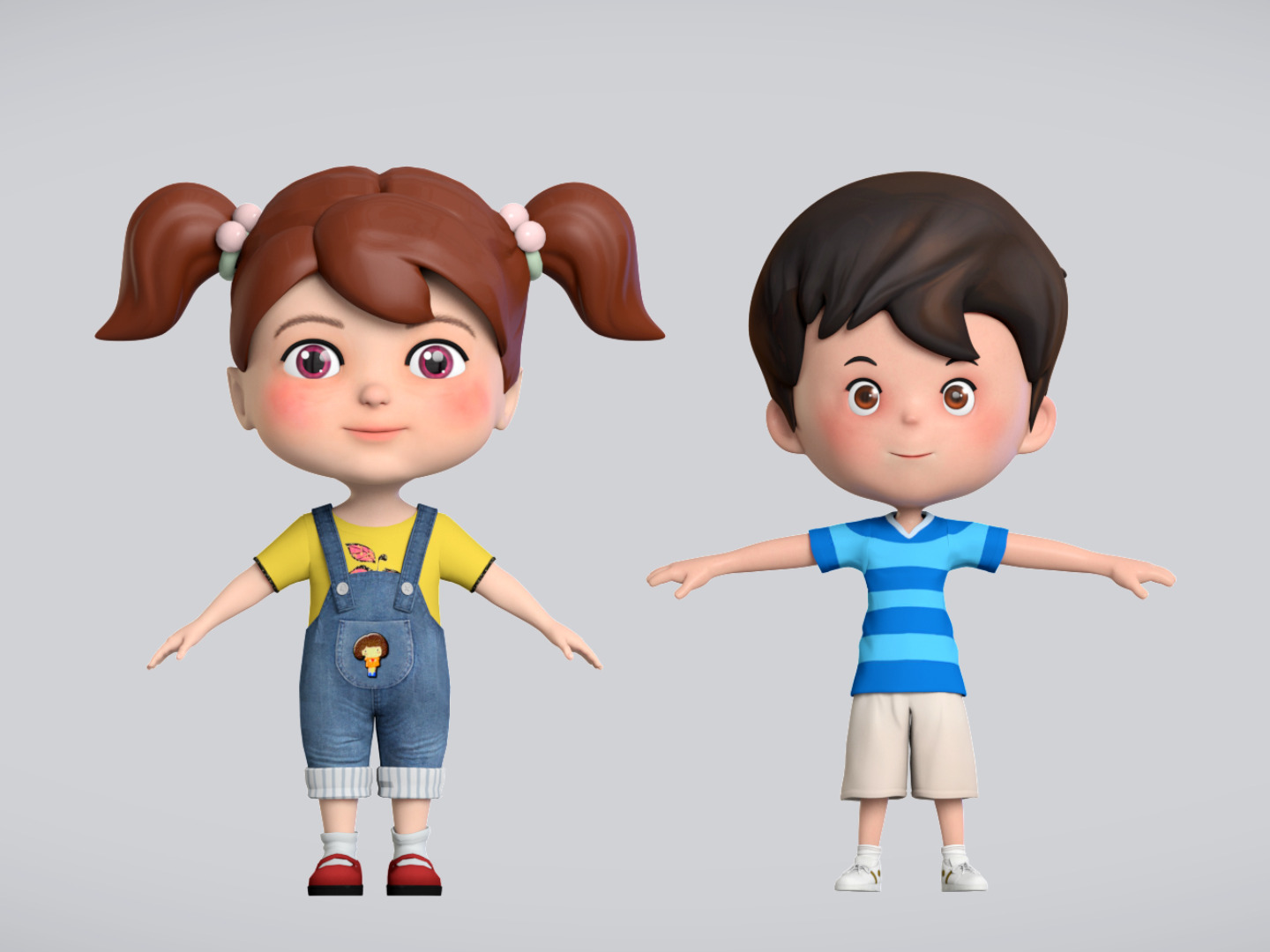 卡通人物三维建模动画角色三维人物小男孩卡通形象设计