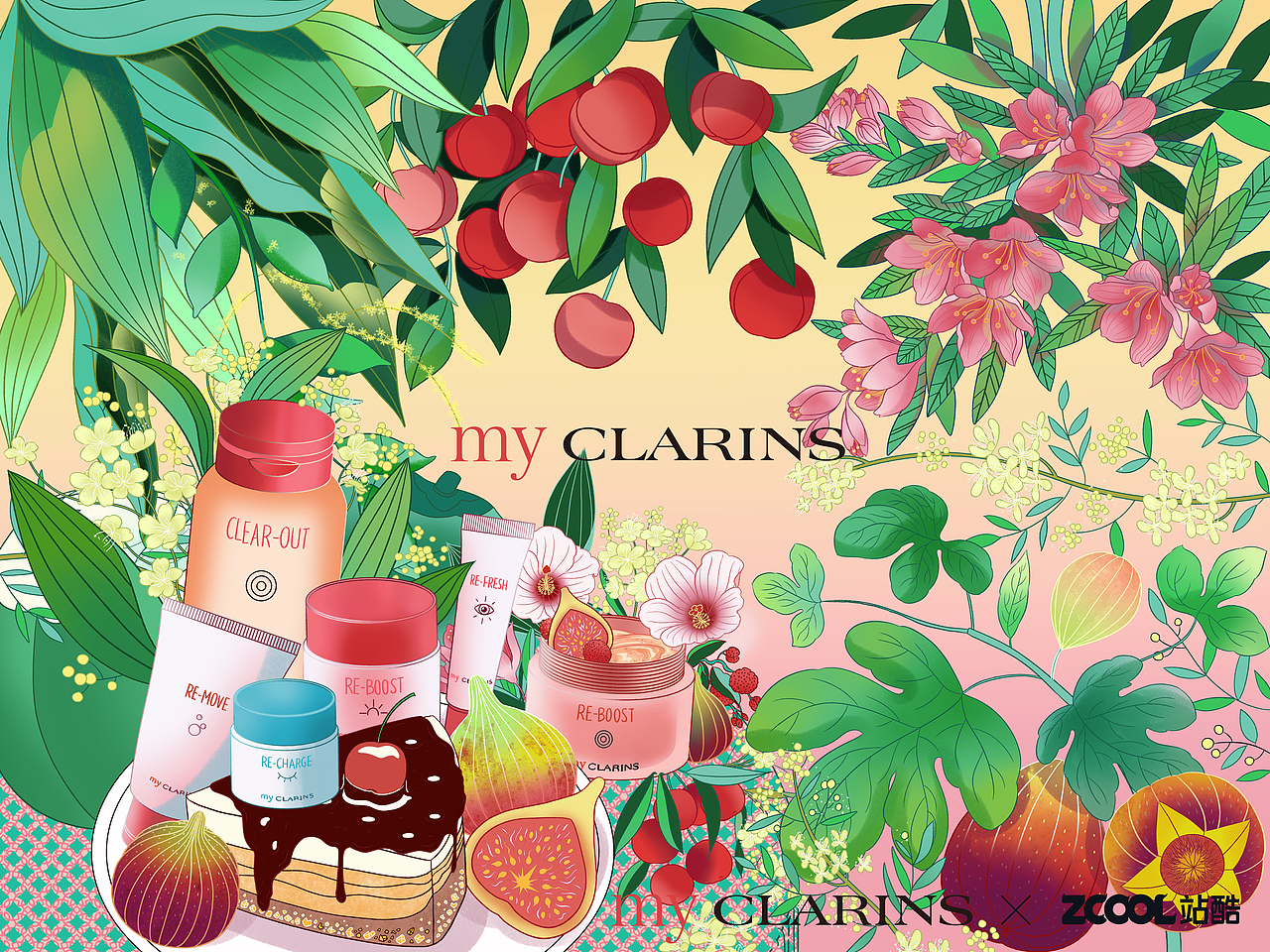 #my CLARINS寻找天然好食肌# 肌食花园下午茶（图ZMjk1ODcwOTY4） - 海报 - 站酷设计师鹿星河原创素材 - 站酷ZCOOL