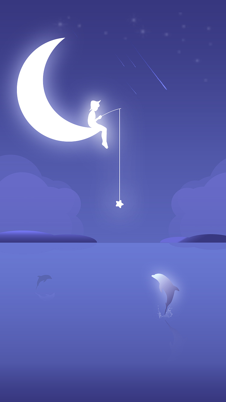 星星吊海豚—插画练习（图ZMTIxMDk2OTI4） - 创作习作 - 站酷设计师一只鸡腿啊啊啊原创素材 - 站酷ZCOOL