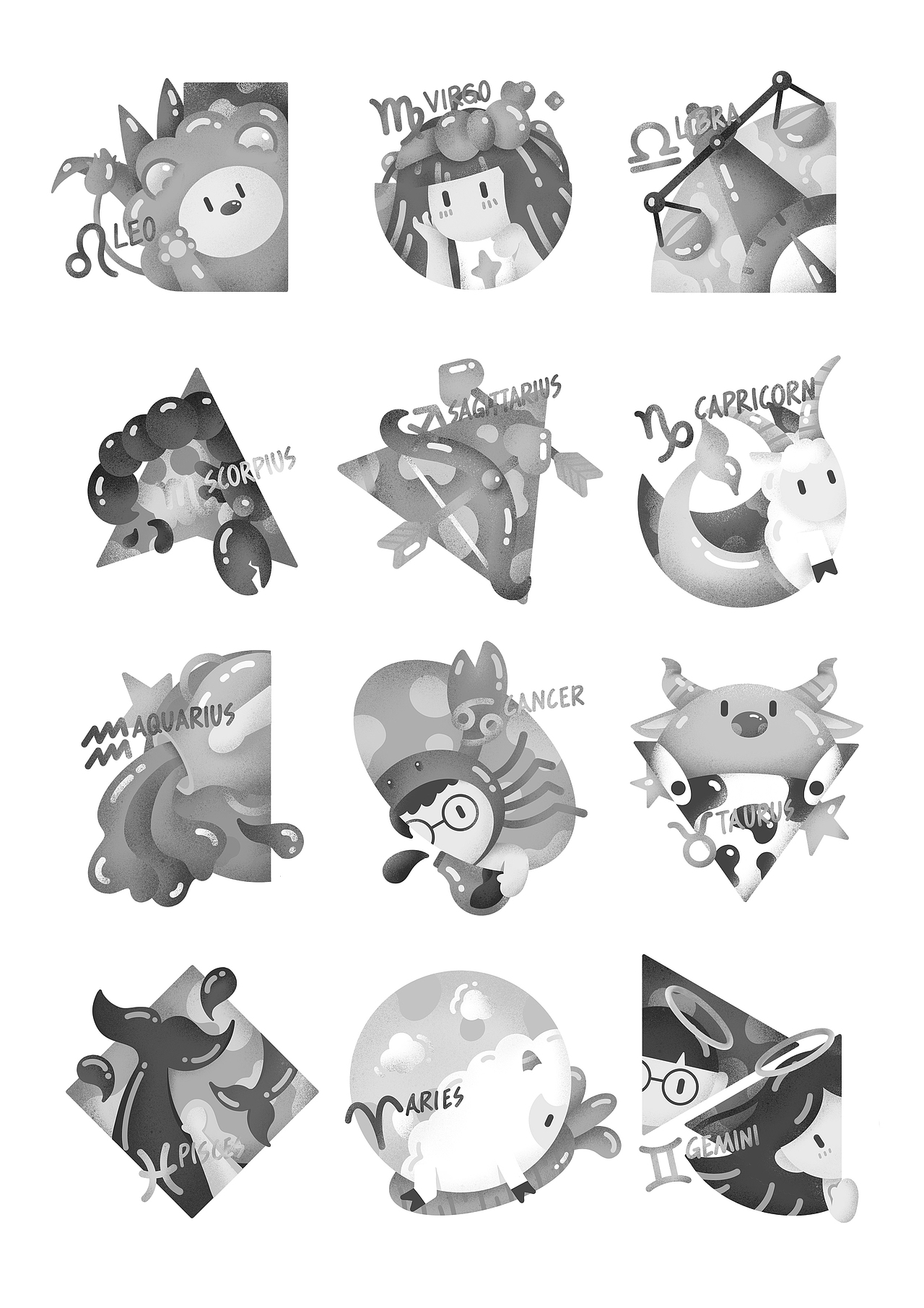 我眼里的星座（图ZMTYyMTA0NzQ4） - 商业插画 - 站酷设计师哈比特er原创素材 - 站酷ZCOOL