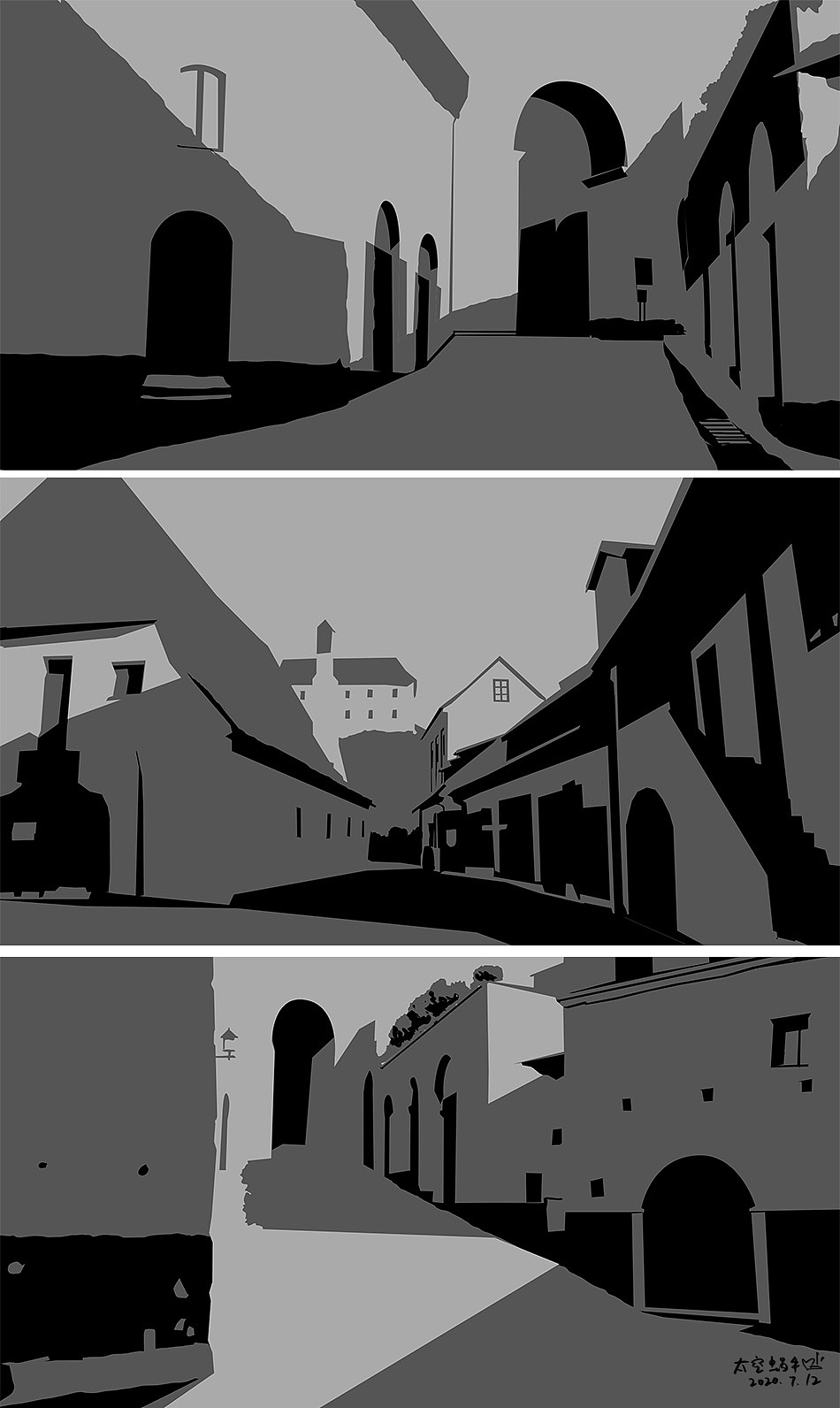 黑白灰场景（图ZMjE2NDA4OTcy） - 创作习作 - 站酷设计师太空蜗牛爱画画原创素材 - 站酷ZCOOL