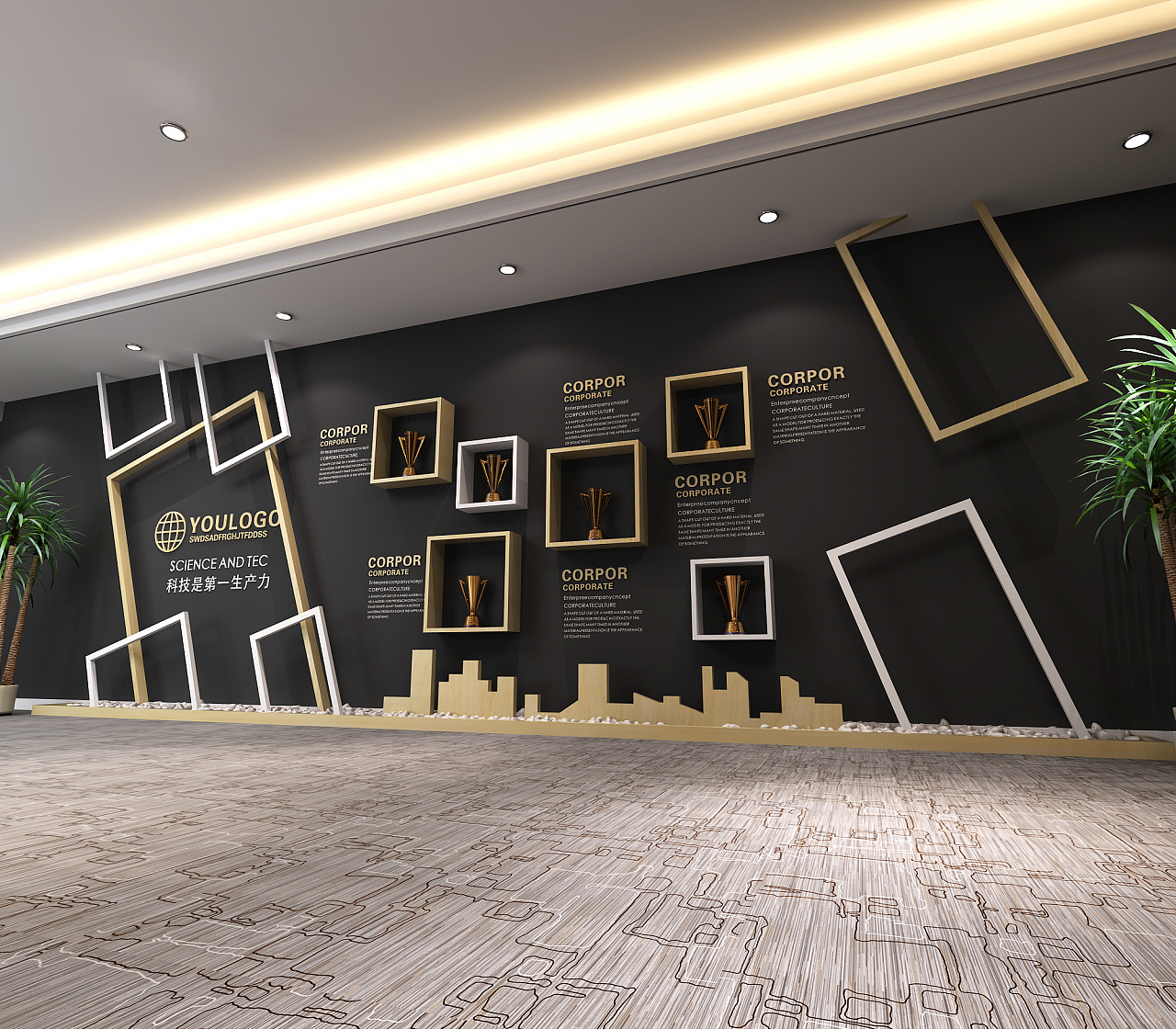 公司企业室内墙面文化墙设计墙面装饰|三维|建筑/空间|攻城狮YJ - 原创作品 - 站酷 (ZCOOL)