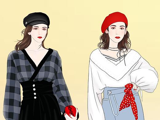 时尚服装女插画