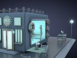 C4D练习4  蓝色发光烤箱