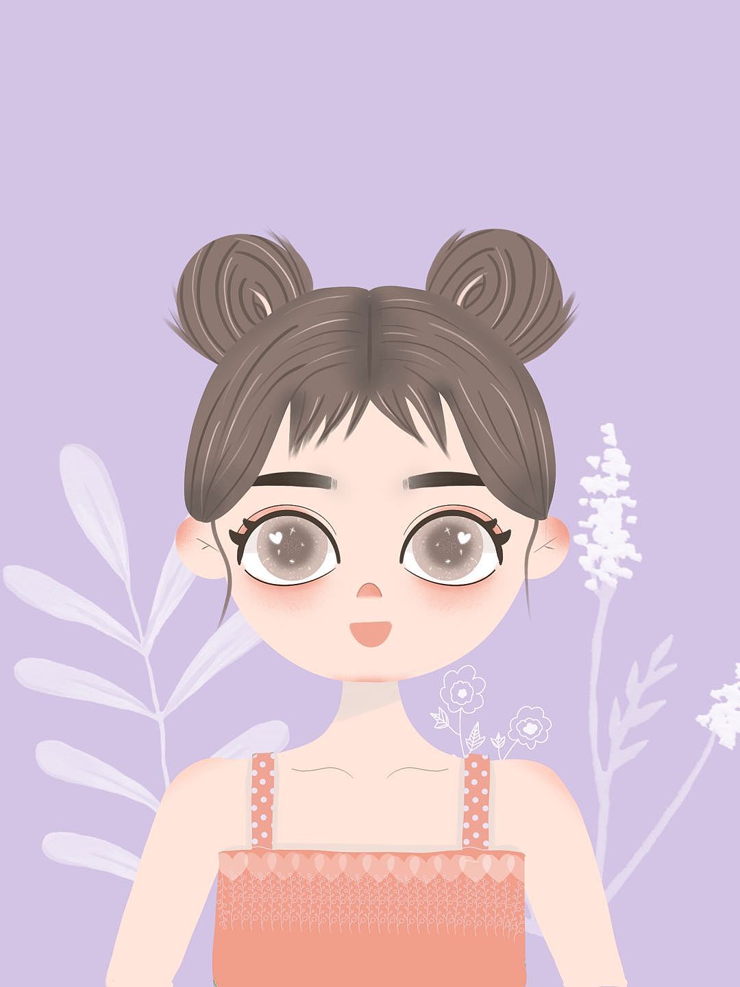 两个丸子头的女孩