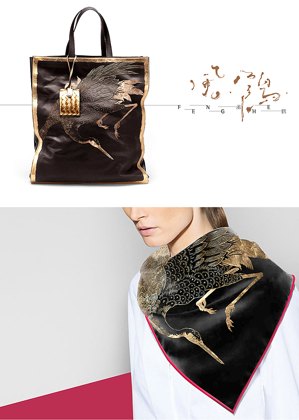 中国风刺绣logo设计——凤鹤