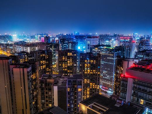 (风光/建筑)成都交子大道航拍夜景