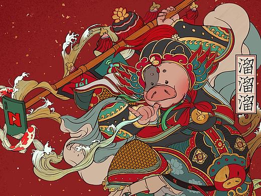 腾讯PCG猪年海报-猪门神