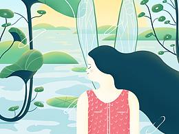 夏日精灵 扁平插画