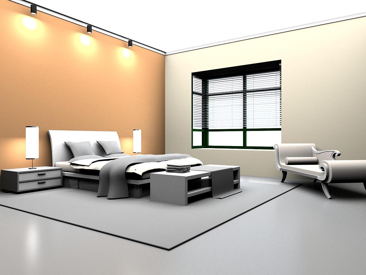 简单卧室渲染图练习