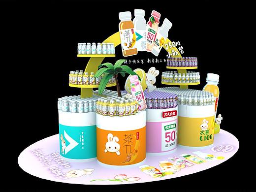 小瓶水地堆 端架 形象柜 超市包装 形象店 美陈分享