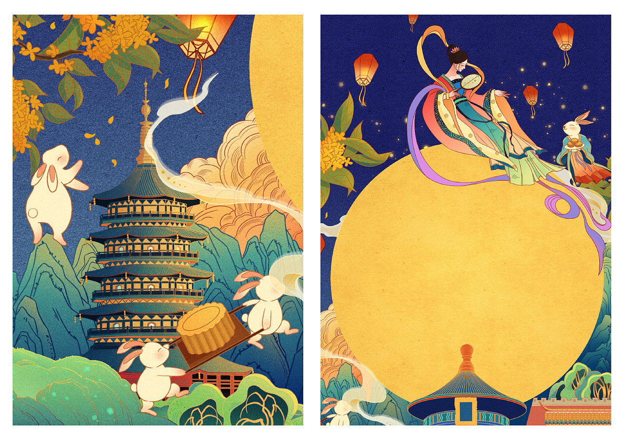 中秋节国风插画