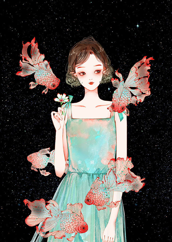 黑色背景少女系列壁纸