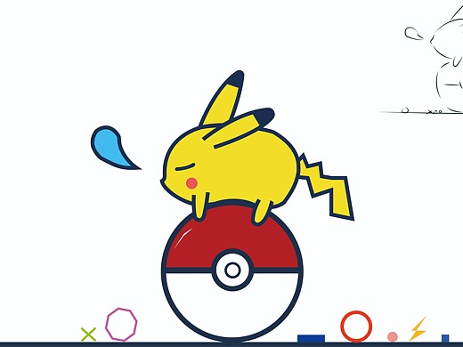 初学ai画图卡通皮卡丘临摹鼠绘