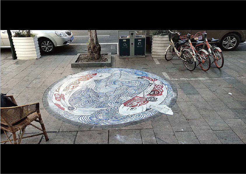 街道地面涂鸦艺术创作