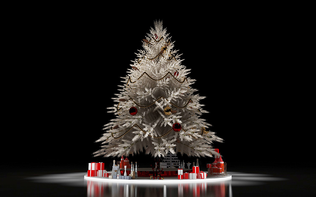 圣诞节布置设计,美陈展示展览效果,展厅展会设计