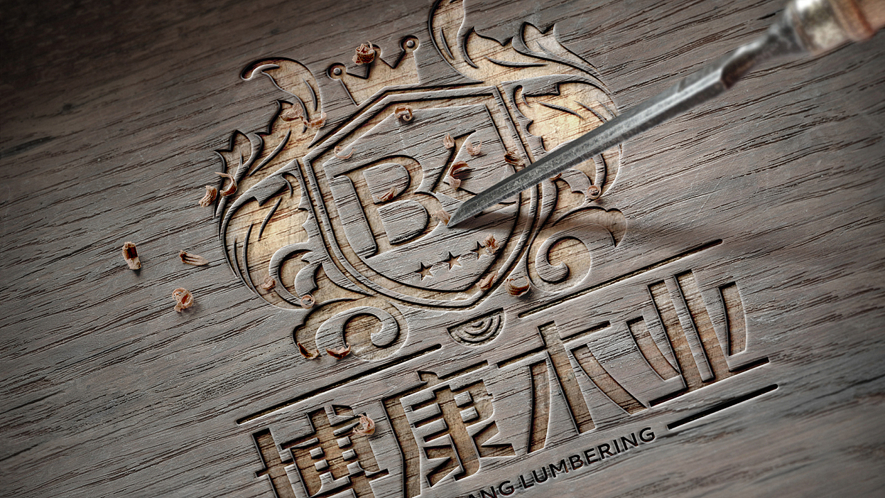 博康木业-博康整体木作Logo设计,原木定制因素