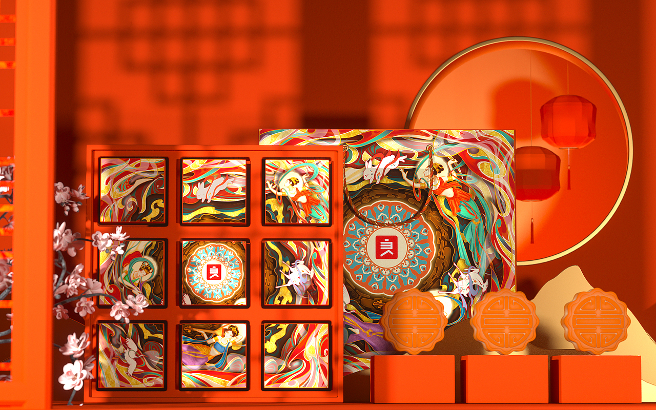 良品铺子 | 敦煌飞天月饼包装/插画包装设计