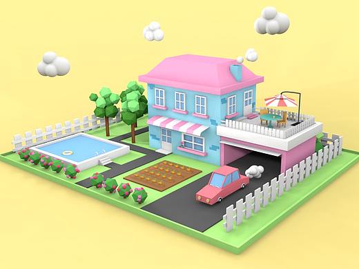 C4D房子