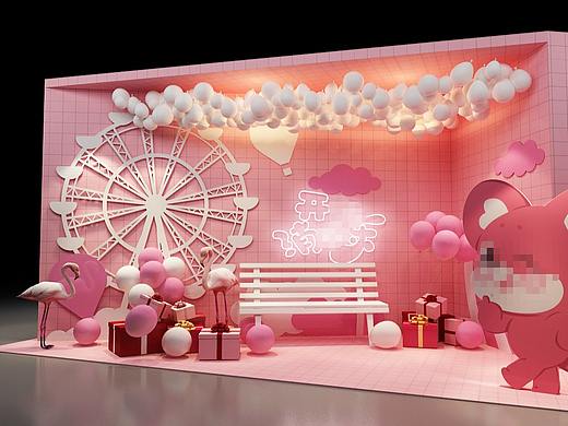 粉色dp点 商场网红美陈 效果图设计