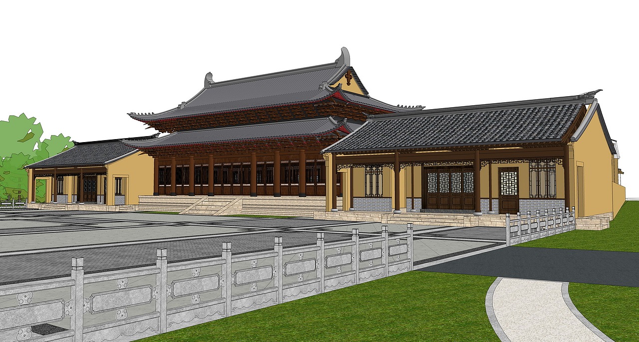 中式纪念馆商业街SU模型下载（图ZMjcxODk2MDEy） - 建筑设计 - 站酷设计师素模网原创素材 - 站酷ZCOOL