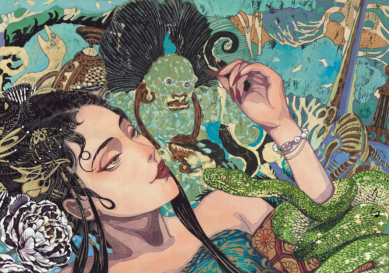 魔女（图ZMjc5NTU5NzAw） - 艺术插画 - 站酷设计师找不到地址的月白原创素材 - 站酷ZCOOL