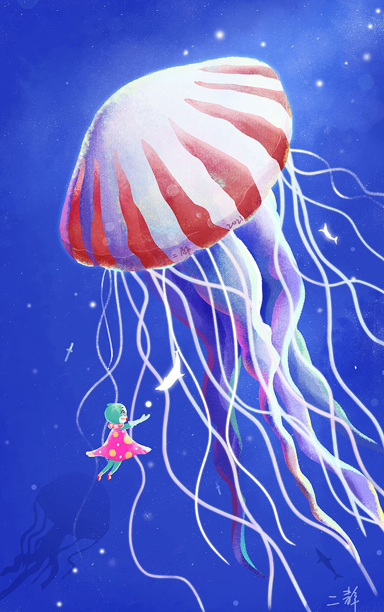 水母（圖ZMjQ0MDA3MTYw） - 商業(yè)插畫 - 站酷設(shè)計(jì)師二靜L原創(chuàng)素材 - 站酷ZCOOL