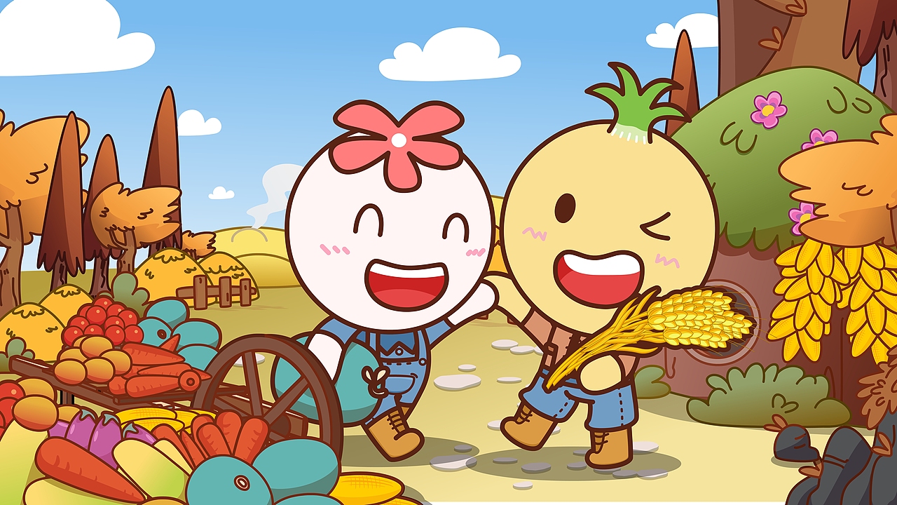 插画《丰收》（图ZMjIzODQ2MDY0） - 儿童插画 - 站酷设计师HU松瑞原创素材 - 站酷ZCOOL