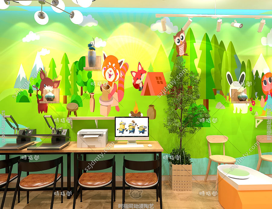 时指间陶吧加盟店装修风格,陶艺店加盟店效果图,陶艺店加盟,开陶艺店,陶艺店