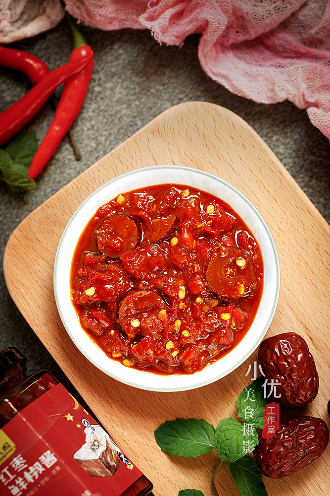 静物摄影 辣椒酱 红枣枸杞银耳酱 复古中国风