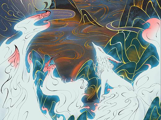 山海經(jīng)-九尾狐（個人主頁-ZNTcwNzIzMDQ=） - 創(chuàng)作習(xí)作 - 站酷設(shè)計師董卓愛貂蟬原創(chuàng)素材 - 站酷ZCOOL