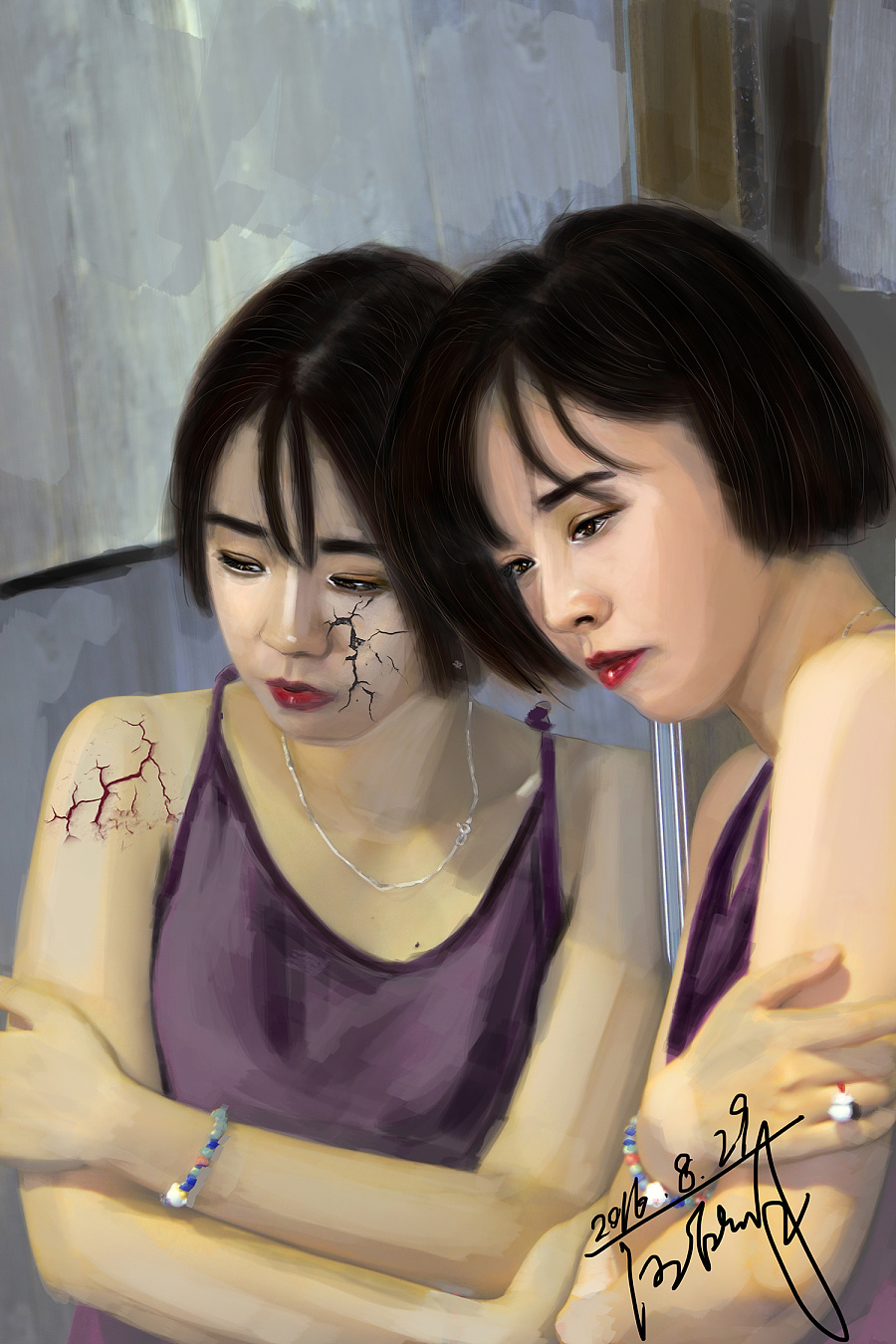 镜中人|其他插画|插画|rabbit521 - 原创设计作品 - 站酷 (zcool)