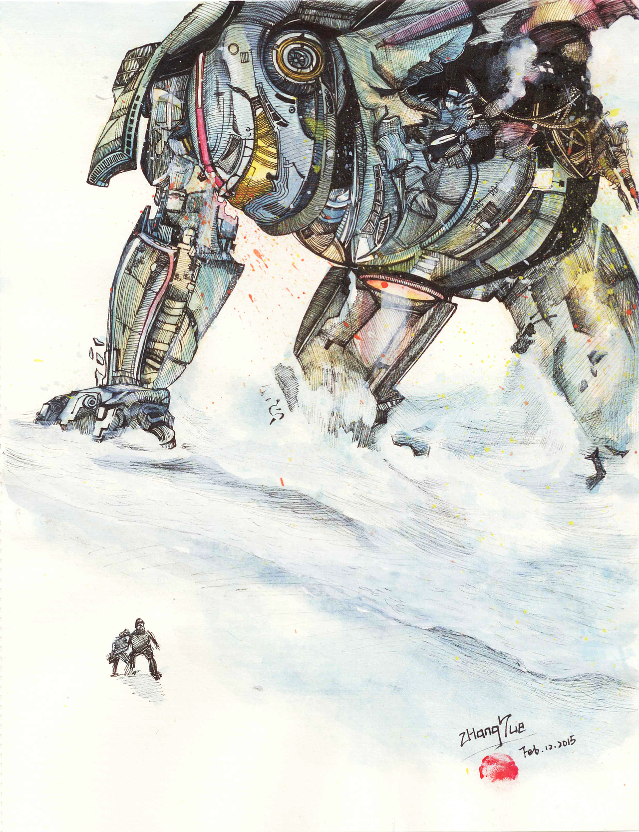 环太平洋机甲战士手绘(有细节和过程图)18p|插画|创作习作|zy_1225