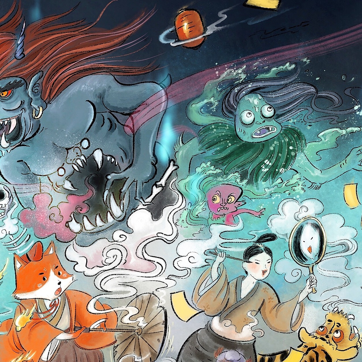 七月，中国百鬼夜行插画绘本miao9 原创作品 站酷 (ZCOOL)