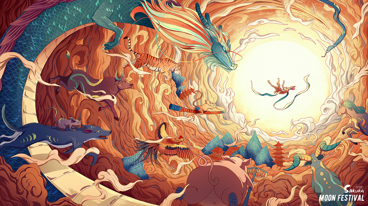 十二生肖中秋图（图ZMjcwNDU1MzQ0） - 创作习作 - 站酷设计师西城Sakura原创素材 - 站酷ZCOOL