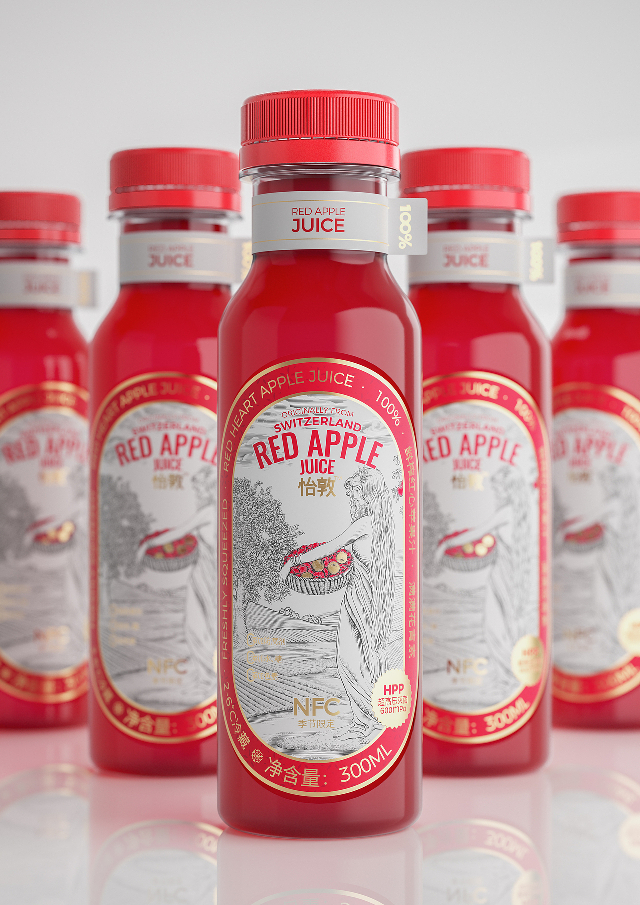 idun red apple juice 怡敦红苹果汁饮料包装设计