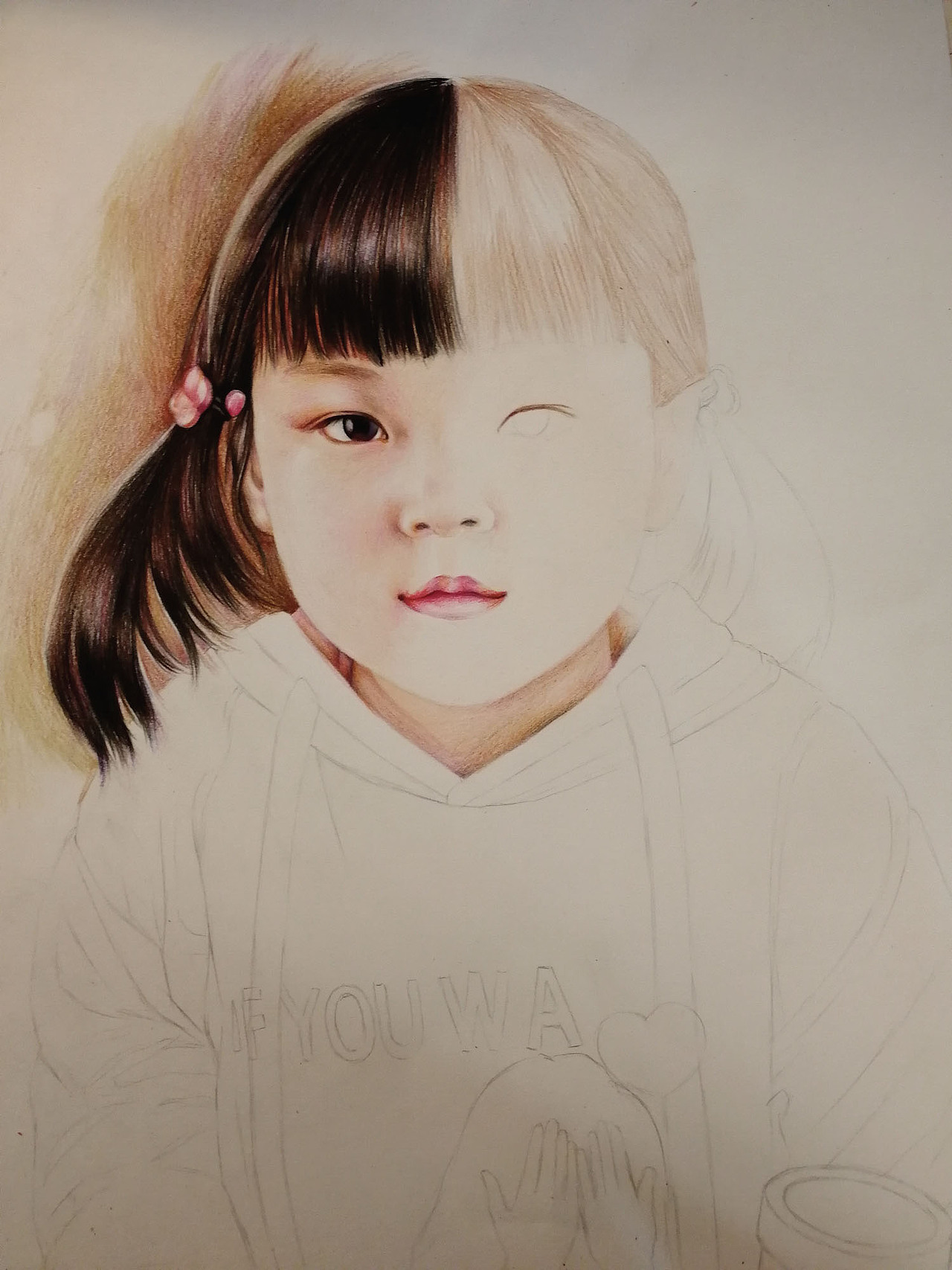 彩铅儿童画像彩铅人像彩铅画