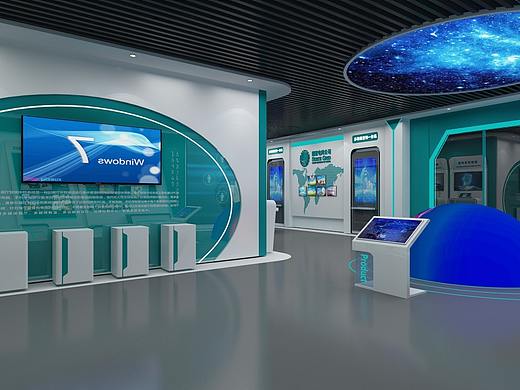 科技展厅白蓝绿电光声展示