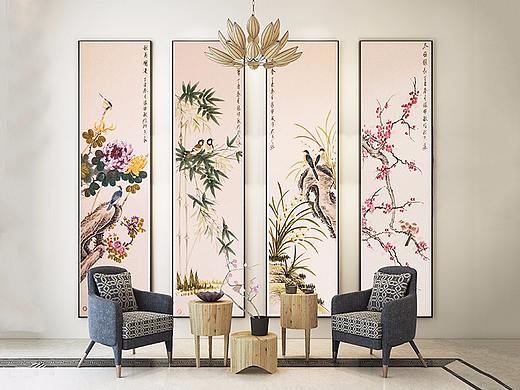 梅兰竹菊壁画