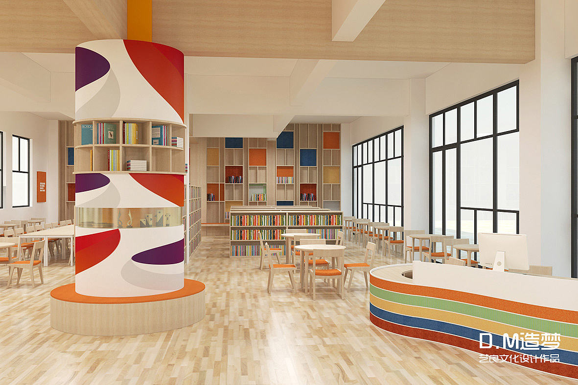 景山学校图书馆室内设计效果图，满足了所有的藏书和服务需求-全球高端进口卫浴品牌门户网站易美居