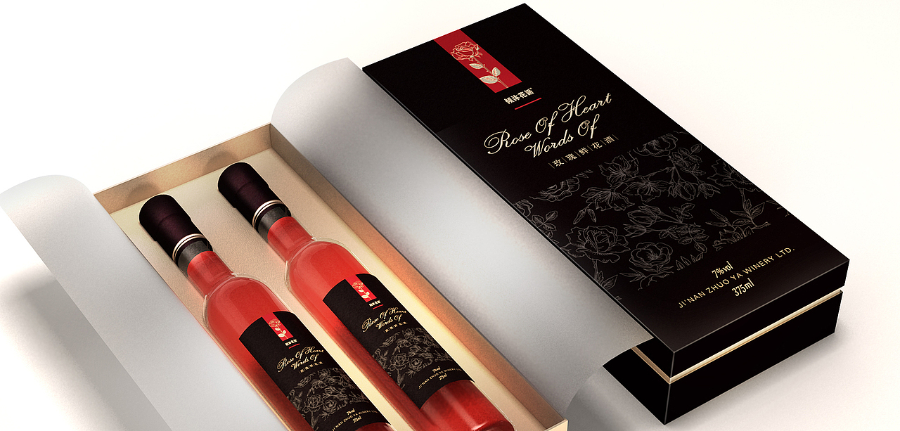 玫瑰花红酒包装设计（图ZMTU4NzUyMjU2） - 包装 - 站酷设计师山东九八品牌设计原创素材 - 站酷ZCOOL