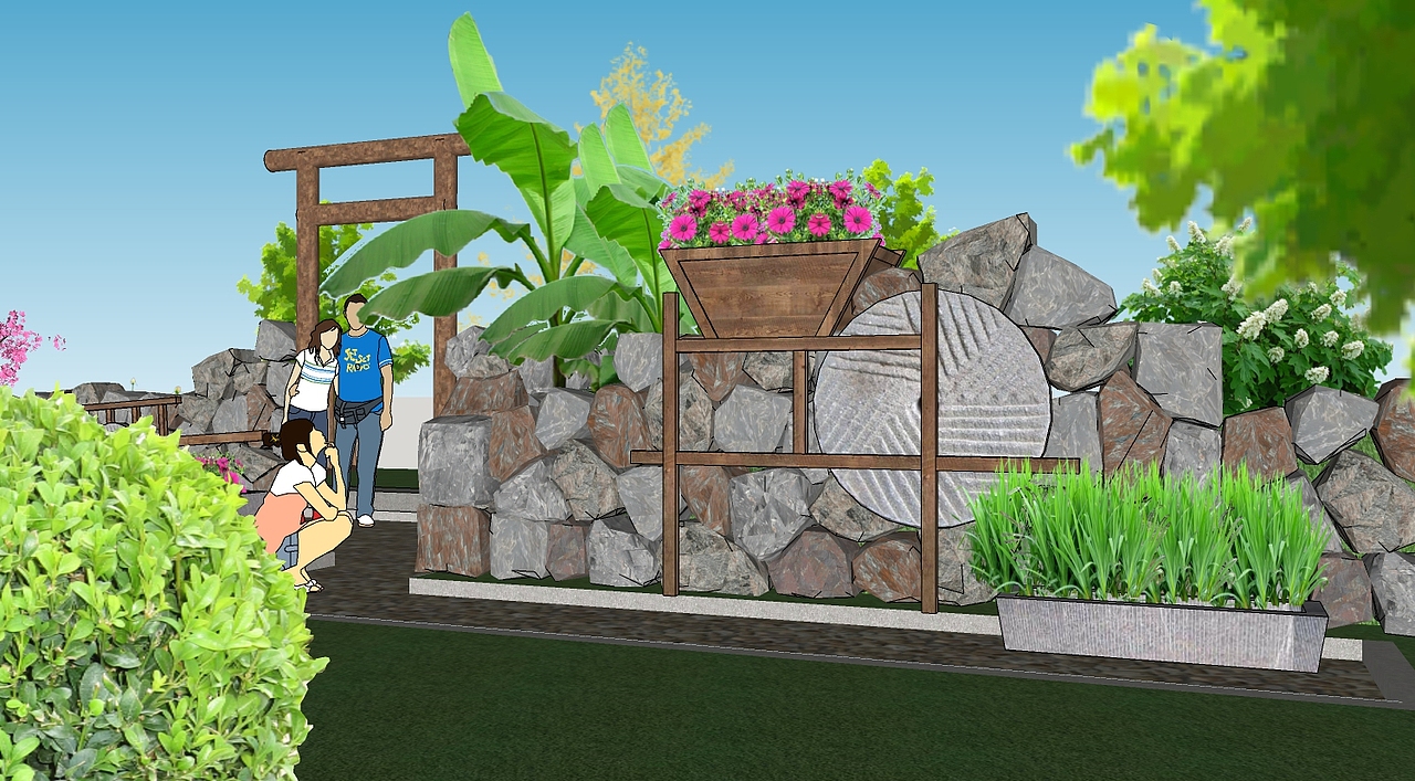 乡村村口景观（图ZMTY3NTAzMTc2） - 景观设计 - 站酷设计师小米飞飞原创素材 - 站酷ZCOOL