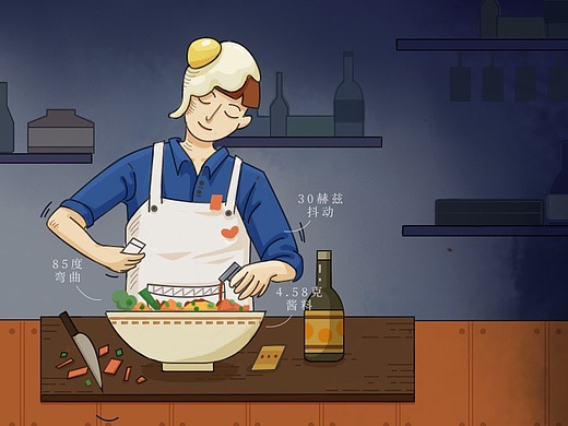 岸久一人食插画