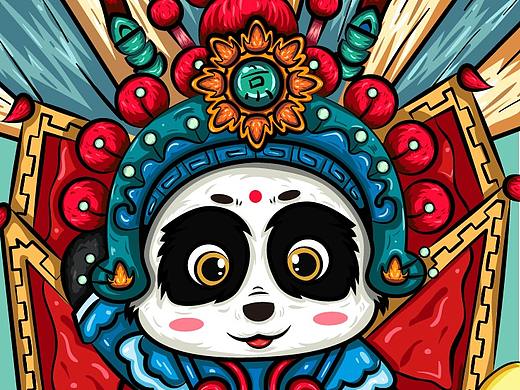 竖版国潮插画 京剧 熊猫 文创 手机壳 鼠标垫 手机背景