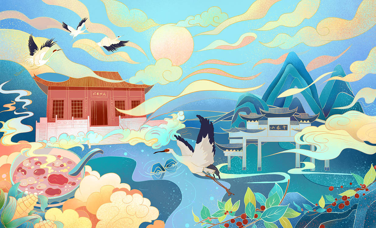山东肥城风景系列插画（图ZMjk0Mzc4MjQ4） - 商业插画 - 站酷设计师元子吖原创素材 - 站酷ZCOOL