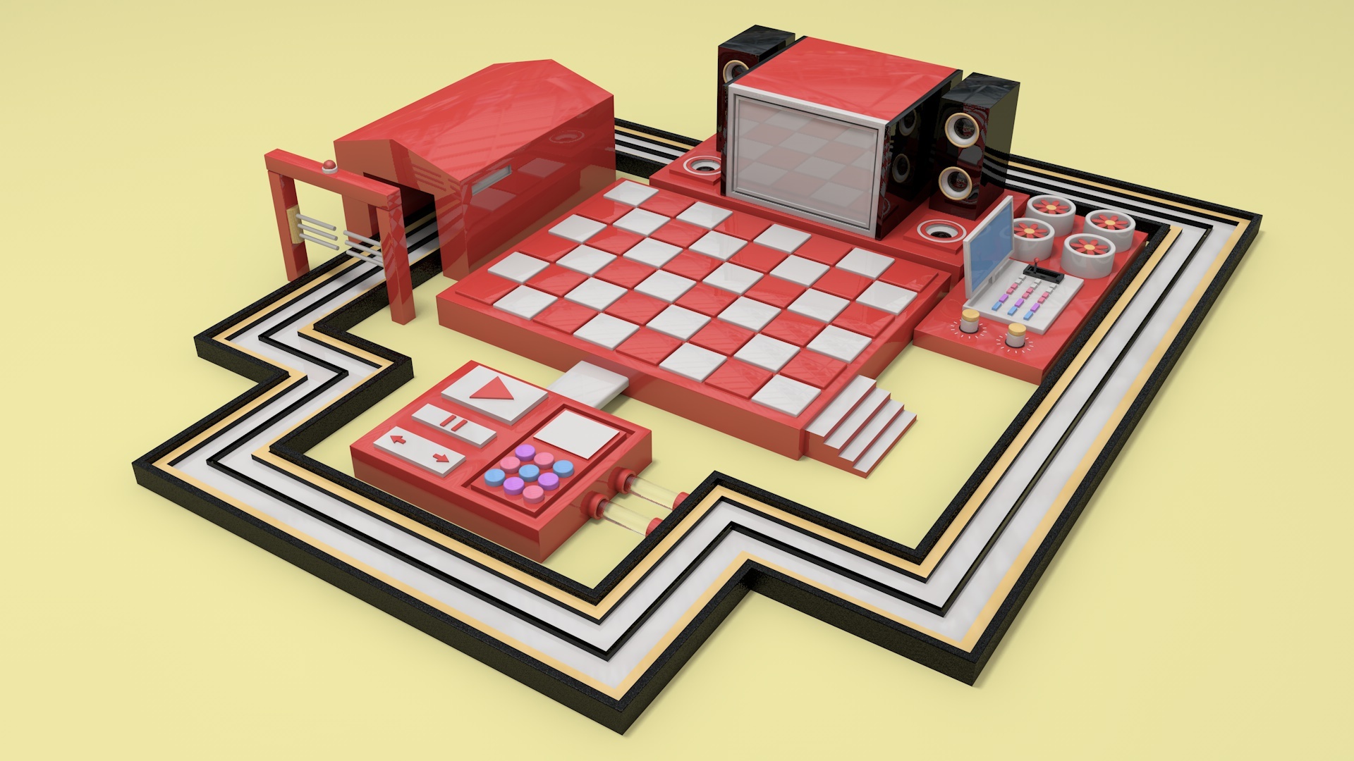 c4d - 小型舞台场景搭建